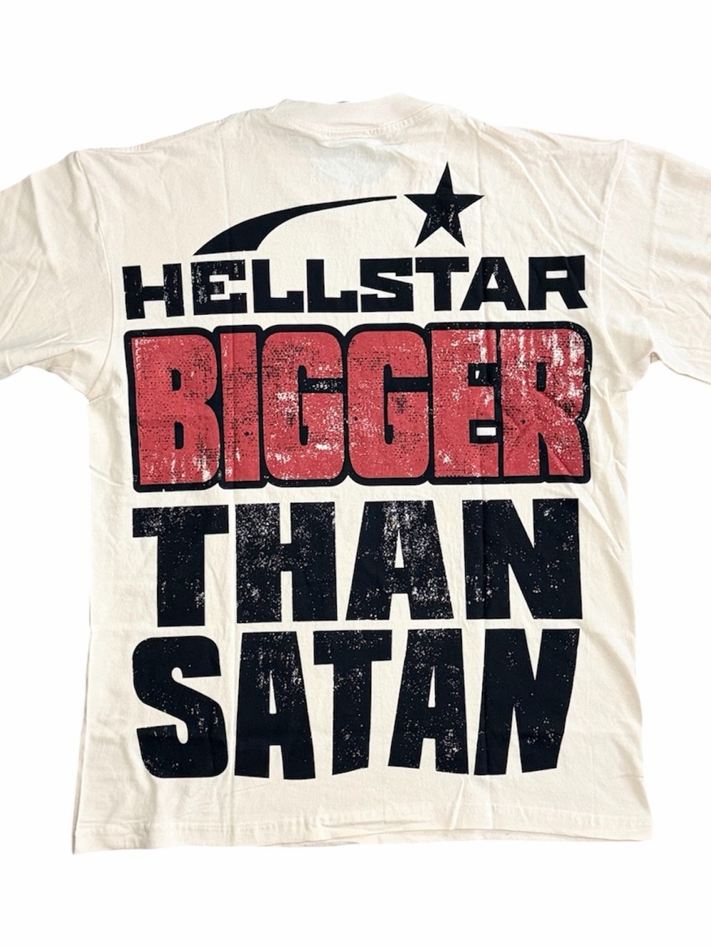 HELLSTAR Men's White Bigger Than Satan Paradise Graphic Logo T-Shirt Size M